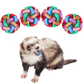 4 Pack Ferret Toys Balls Colorful Bouncy Rubber Balls with Built-in Bell Ferret Teeth Grinding Wiggle Ball Interactive Sound Toy Exercise Play Scratch Chew Toys for Indoor Pet Ferret Cat Dog (4 Pack)