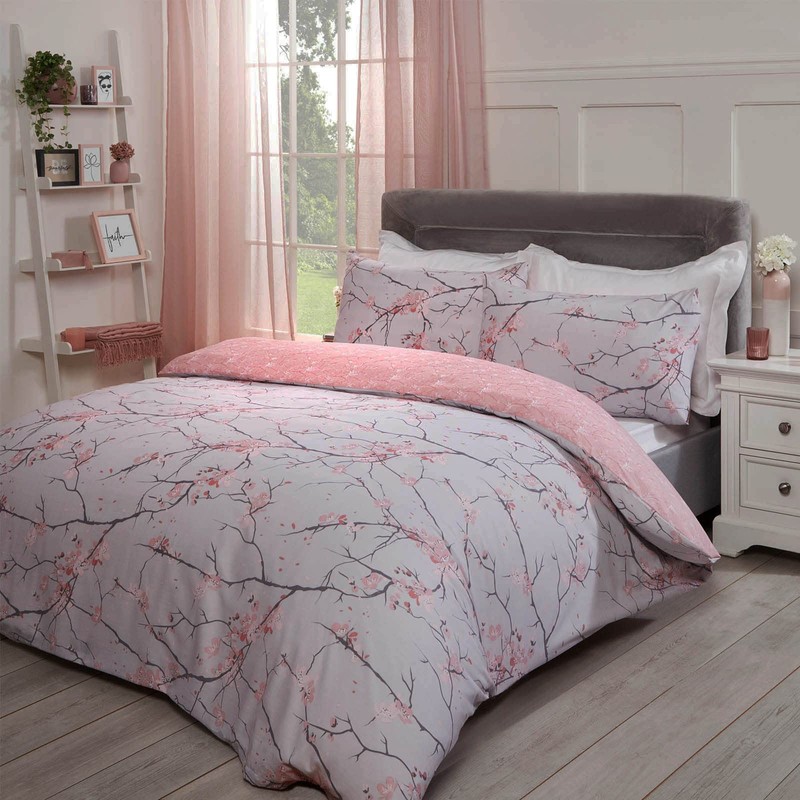 Dreamscene Spring Blossom Duvet Cover with Pillowcase Reversible Floral Bedding