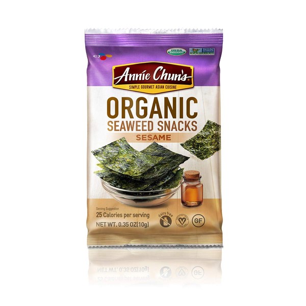 Annie Chun's Organic Seaweed Snacks, Sesame, Organic, Non GMO, Vegan, Gluten Free, 0.35 Oz (Pack of 12)