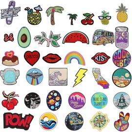 OVDGWC 36 pieces with ironing fabric stains, embroidered fabric stains, clothing decorative fabric stains, repair stains for clothing, DIY sewing accessories