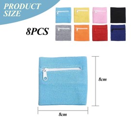 QFEHTHSK Pack of 8 Zip Wrist Bag, Sweatproof Wrist Bag, Sports Bracelet, Unisex Sports Bracelet, Suitable for Football, Basketball, Running Fitness