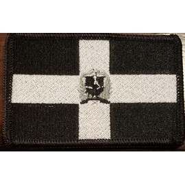 Dominican Republic Flag Iron-On Embroidered Patch Applique Tactical Morale Travel Patriotic Dominicana Emblem White, Black & Gray Version Black Border