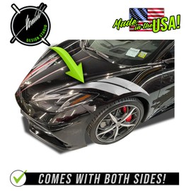 Benini Design Studio Side Fender Hash Mark Dual Racing Stripes Decals 1 Color - FITS 2020 and up Chevy Corvette C8 Stingray (Matte Black)