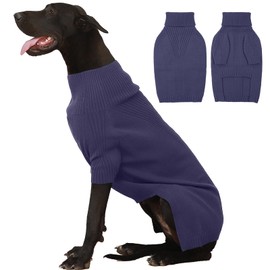 IECOii Extra-Large Dog Sweater 5XL,Christmas Dog Sweaters for Extra Large Dogs Girl Boy,Turtleneck Knitted Knitwear Easy On Doggie Sweatshirt Dog Sweater for Doberman,Great Dane(Blue,XXXXXL)