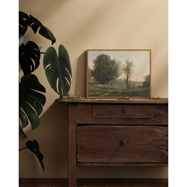 ARPEOTCY Vintage Framed Rustic Wall Art Decor, Bedroom Living Room Country Scenery Paintings Wall Decor, Canvas Prints Art, Kitchen Farmhouse Retro Wall Decor, 12x16 Inch