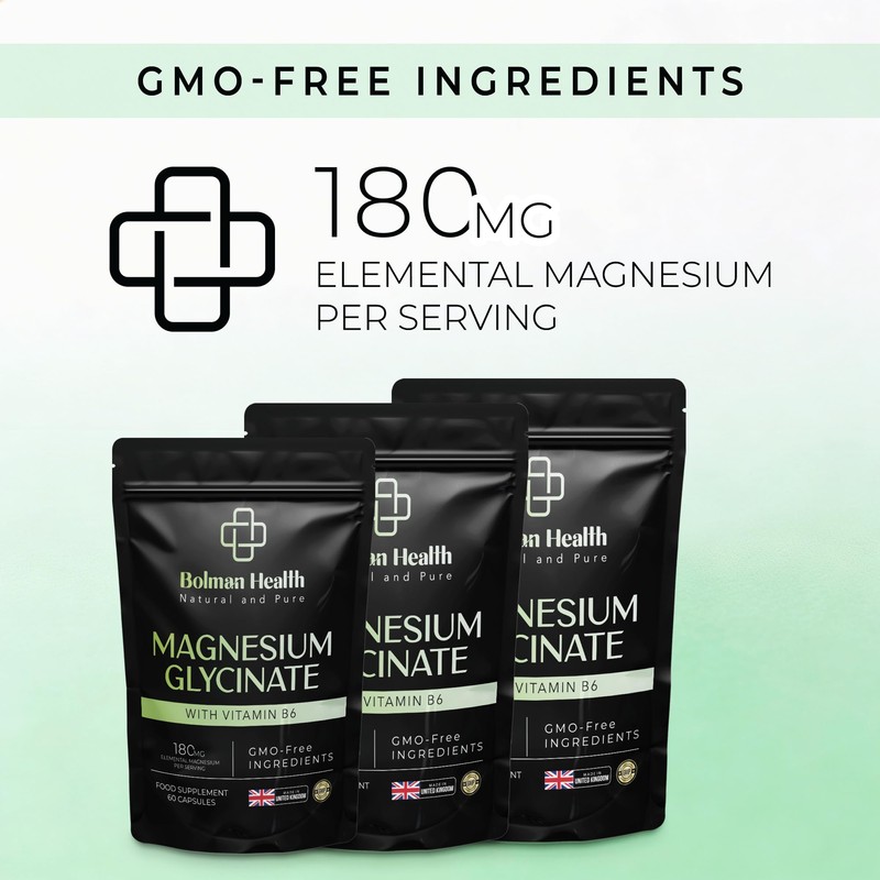 Magnesium Glycinate with Vitamin B6 | 180mg Elemental Magnesium Per