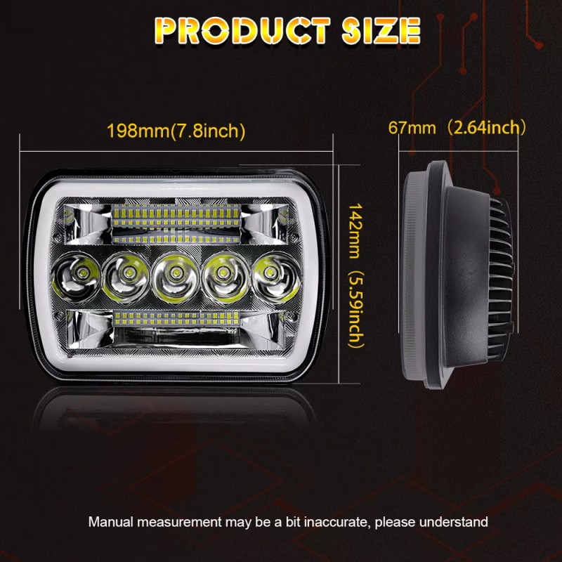 us- 2x 7x6"5x7 LED Headlights Fit Ford E-150 Econoline Club