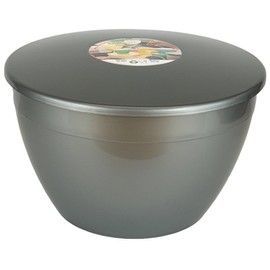 Just Pudding Basins 4 Pint Large Bowl with Lid for Steaming and Mixing Durable Plastic Dishwasher Safe Colour Silver