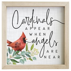 Simply Said, INC Rustic Frames Wood Bereavement Decor, Cardinals Appear When Angels Are Near, 10 inch Memorial Plaque, Made in USA, RF1257