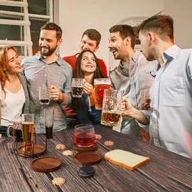 4 Piezas Portavasos de Madera Antideslizantes para Mesa con Soporte, Posavasos para Proteger la Mesa de Calor y Desgaste, Posavasos para Bebidas...   