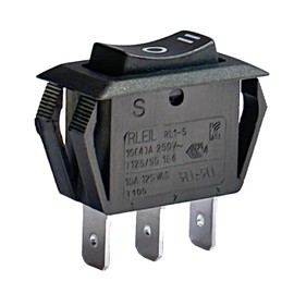 RLEIL RL1-5 16A 250VAC T125/55 3-Pin 3 Positions Black Button Rocker Switch