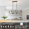 LMSOD Modern Black 6-Light Linear Chandelier, E12 Base, Adjustable Chain