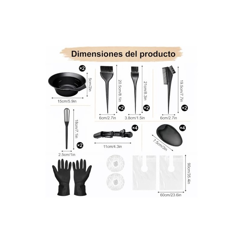 23 Piezas Kit De Coloración De Tinte para El Cabello,