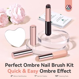 SAVILAND Silicone Ombre Nail Brush: 2PCS Reusable Chrome Nail Powder Applicator Brush for Ombre Aura Nails Ombre Nail Brush Nails Art Gradient Painting Brushes for beginners