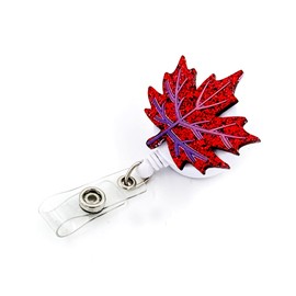 Fall Maple Leaf Badge Reel Retractable with ID Clip Autumn Thanksgiving Acrylic Badge Clip for RN CNA Nurses Nursing Teachers Student Office