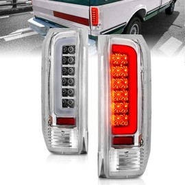 AmeriLite for 1989-1996 Ford F150 Bronco F250 F350 Truck 3D C-Type LED Tube Bar Clear Replacement Tail Light Set - Passenger and Driver Side