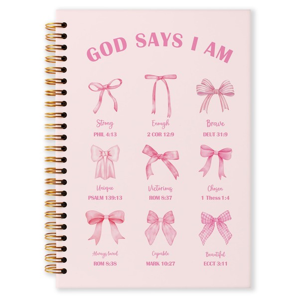 Grace Yonks Pink Bow Inspirational Bibles Journal Notebook, A5 Christian