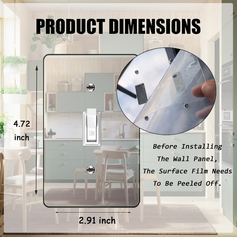 6 Pcs Mirror Acrylic Wall Plate Light Switch Plates Acrylic