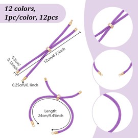 GOMAKERER Pack of 12 Adjustable Sliding Bracelets in 12 Colours, Polyester Twist Bracelet, Adjustable Bracelet Cord, Bracelet Making Cord for DIY Jewellery Making