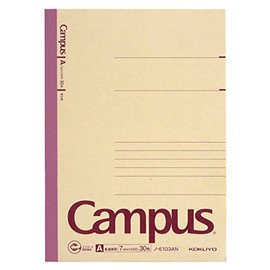 Kokuyo No-E103AN Campus Notebook, Recycled Paper, A5, A-Rule, 30 Sheets