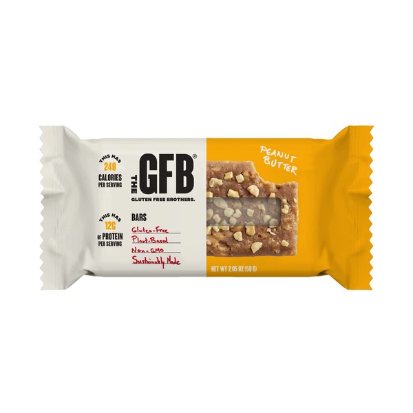 The Gluten Free Brothers – Peanut Butter Snack Bars - Gluten Free Protein Bars – Non GMO, Soy Free, Dairy Free, Vegan – Plant Based Protein Bars, 2.05 Oz (12 Count)
