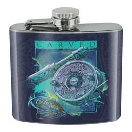 Carved Fly Fishing Trout Rod Reel Stainless Steel 5oz Hip Drink Kidney Flask