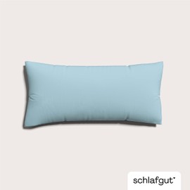 schlafgut Knitted Jersey Cushion Cover 40 x 80 cm Blue Light Plain Soft Premium Pillowcase Single, Wrinkle-Free with Elastane