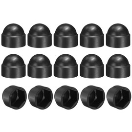 sourcing map 15Pcs Hex Nut Cover, M16x24x27mm Plastic Dome Nut Protection Cap Hex Screws Bolt Covers for Indoor Outdoor Furniture Automotive Bolts Decoration, Black