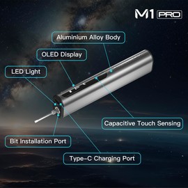 ARROWMAX Mini Electric Screwdriver, Precision Electric Screwdriver Set with 60-in-1 Magnetic Bits, HD OLED Display, 5 Torque Modes, Repair Tool Kit for Phone, Watch, Laptop (M1 PRO)