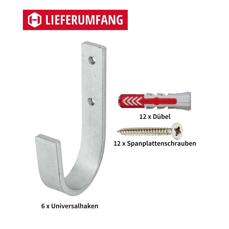 Gedotec Wall Bracket – Universal Hooks Galvanised Steel | Pack