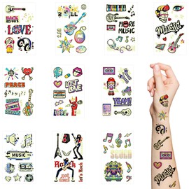 10 Sheets Rock and Roll Rave Festival Temporary Tattoos Sticker,Music Festival Party Glow in The Dark Accessories for Women Men in Party Favors Supplies