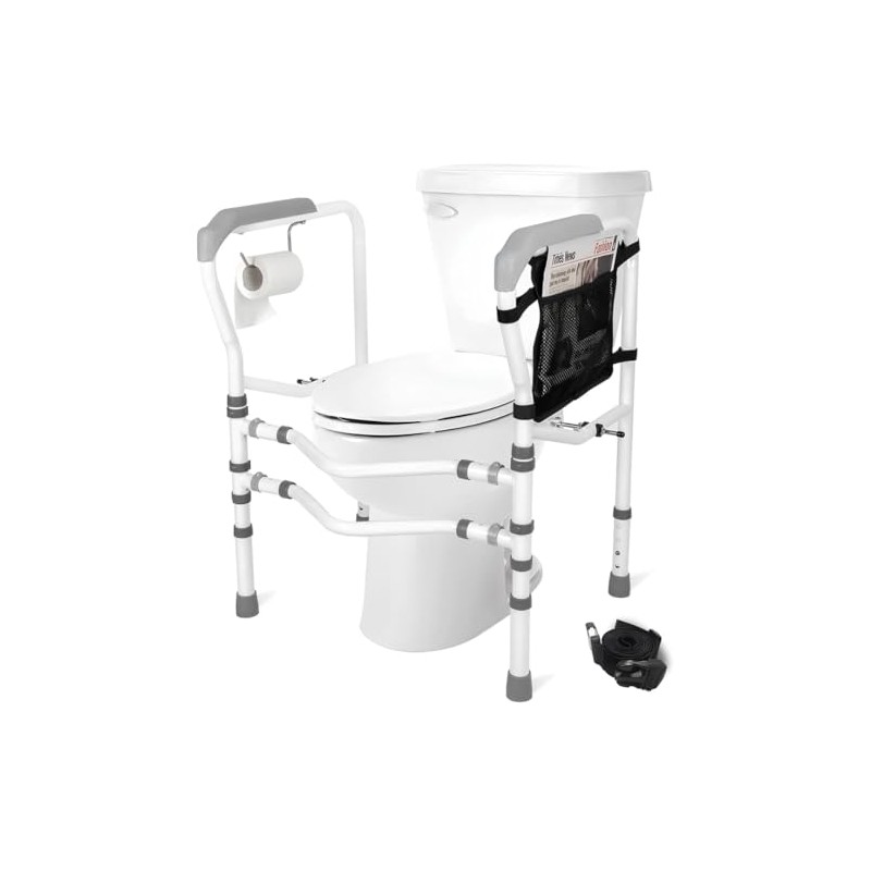 Eazy Foldable Toilet Safety Rail with Adjustable Height and Width,