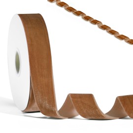 Deep Khaki Velvet Ribbon for DIY Crafts Gift Wrapping, Trimming Ribbon for Christmas Tree Decor Wedding Bouquet Making Baby Shower Party Decoration Choker Hair Bow Hat Wreath Making, 1" x 10 Yard