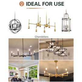 Dimmable E12 LED Bulbs 6W, T6 Edison Light Bulbs Soft White 3000K, 60W Candelabra Incandescent Bulbs Equivalent Vintage LED Filament Edison Candle Bulb, 600lm, 6Pack.