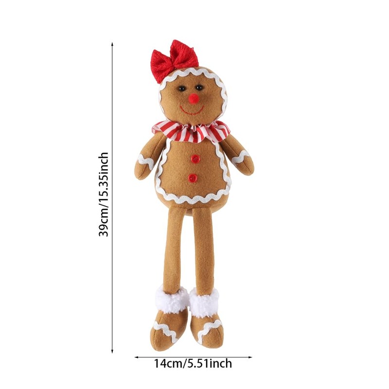 BALONAR 15Inch Large Size Christmas Plush Gingerbread Man Boy Girl