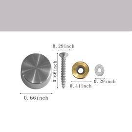 Juego de tornillos de montaje decorativos para espejo, paquete de 16, cubiertas de tapa de acero inoxidable cepillado con anillo de cobre, diámetro de 0.65 pulgadas