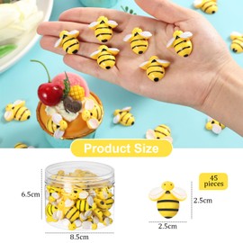 Hicarer 45 Pieces Tiny Bees Craft Decoration Party Decor Flatback Honey Resin Bee Shaped Embellishment with Storage Box for DIY Craft Home(0.98 Inch)