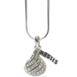 Fashion Jewelry ~ Hollow Back Small Clear Crystal Kisses Pendant Necklace for Women Girlfriends Birthday Gifts