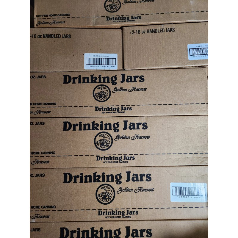 Golden Harvest Drinking Mason Jar Mug 16 oz Pint 4/Pack