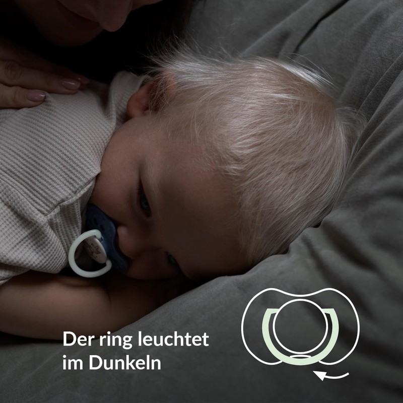 Difrax Lovi Dynamic Dummy for Babies, Luminous Dummy, 18+ Months,