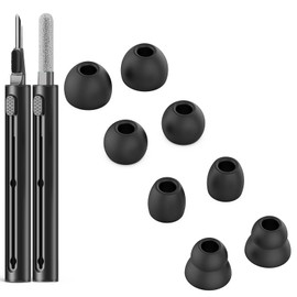 Juego de 4 pares de puntas de repuesto para Powerbeats Pro, Beats para auriculares inalámbricos, auriculares de silicona con kit de limpieza, color negro