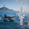 ANGSAU Shark Necklace S925 Sterling Silver Shark Cross Pendant Necklace