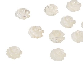 Airssory 10 Pcs Natural White Shell Loose Double-Sided Flower Rose Mother of Pearl Shell Beads Strands for DIY Necklace Bracelet Earrings Jewelry Making - 10x4mm