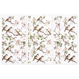 ORIGACH 3 Sheet Birds on a Flowering Branch Rub on Transfers for Crafts and Furniture Vintage Home Decor Transfers Wall Art Decals for Bedroom Living Room Desk Table Decor, 6”x 12”