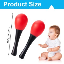 GXGM Pack of 6 Plastic Mini Maracas for Children, Percussion Shaker Instrument, Wooden Musical Instrument, Rattles for Children - 3 Colours, multicoloured