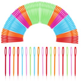 100 Pcs Large Eye Plastic Needles, 2.7inch/7cm Learning Needles, Yarn Needles Darning Sewing Needles Tapestry Needles, Safety Plastic Lacing Needles for DIY Sewing Handmade Crafts