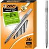 BIC Round Stic Xtra Life Black Ballpoint Pens, Medium Point