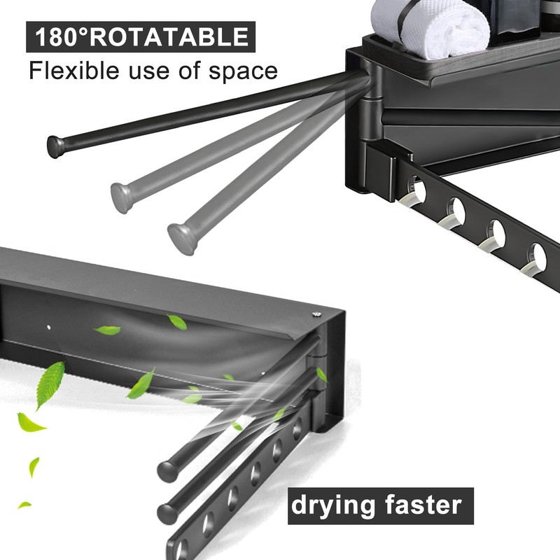 MEILANHUI Wall Mounted Drying Rack, Aluminium Free Swinging Folding Drying