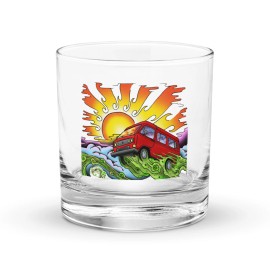 GoWesty Van & Sun VW Vanagon T3 Westy Tattoo Flash Camper Bar Alcohol Rocks Glass Gift