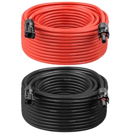 Solar Panel Extension Cable - 10AWG 60FT Solar Wire with Female & Male Waterproof Connector PV Wire for RV, Photovoltaic Systems, Home, Boat, Solar Panels, Car(60 feet Red + 60 feet Black)